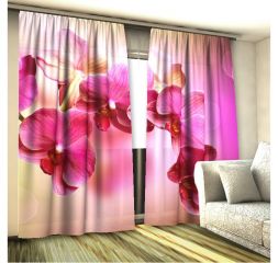 Фотошторы 3D Розовая орхидея (габардин)